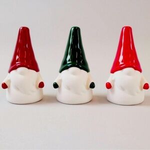 NEW! Target 3ct Ceramic Gnomes Red/Green -Holiday Christmas